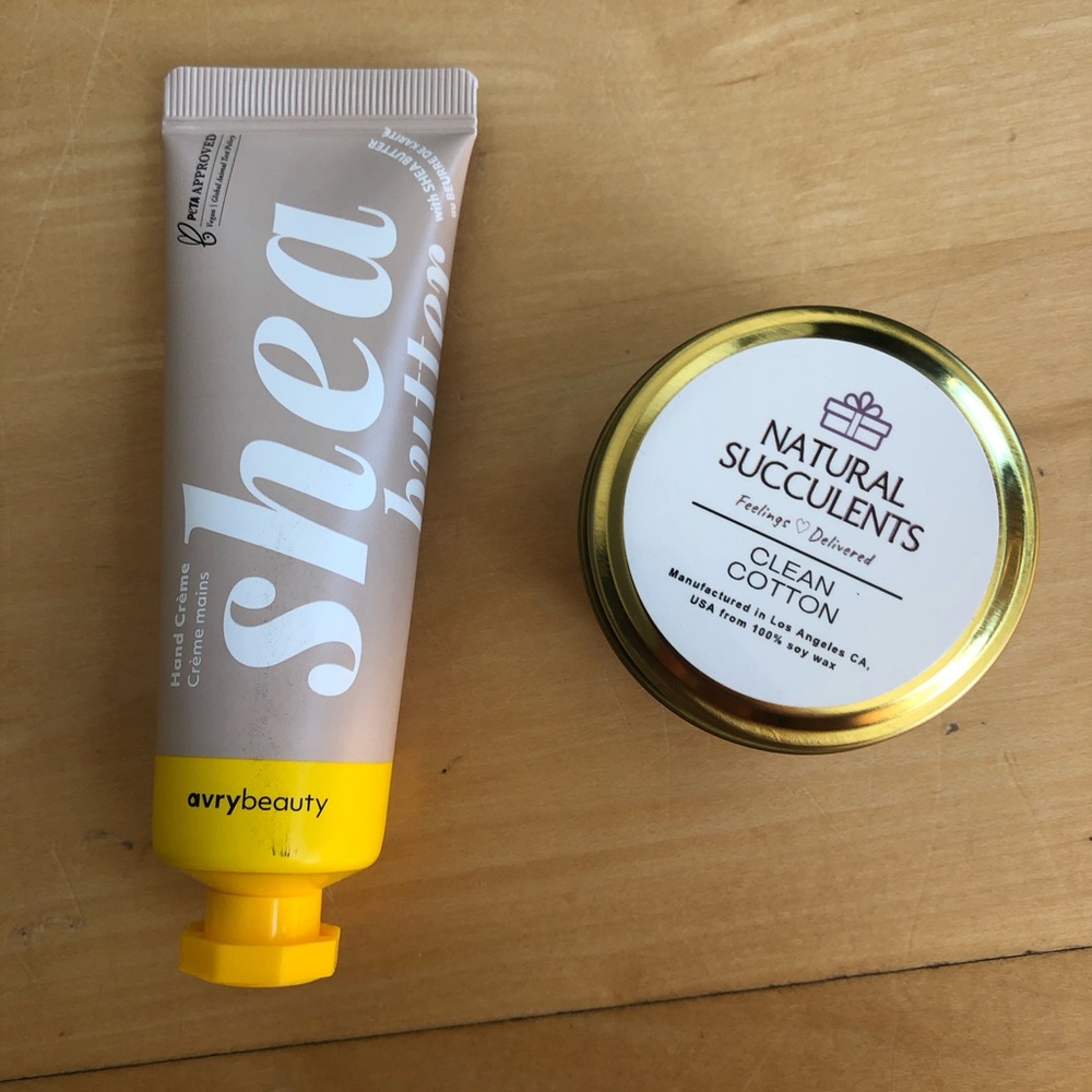 New Gift Set / Stuffer: Shea Butter Hand Lotion and Mini Candle